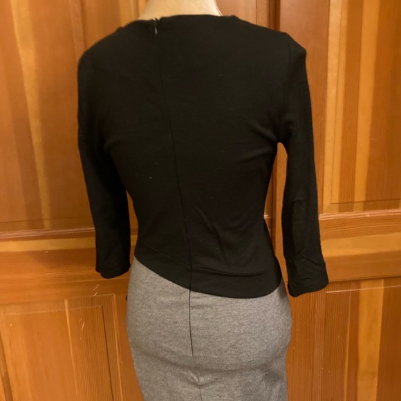 Two Tone Ruffle Trim Bodycon Dress. - Picture 6 of 15